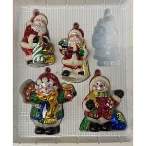 Holiday Gems 4Pc Christmas Glass Santa Snowman Ornaments No Orig Box Grand Sales